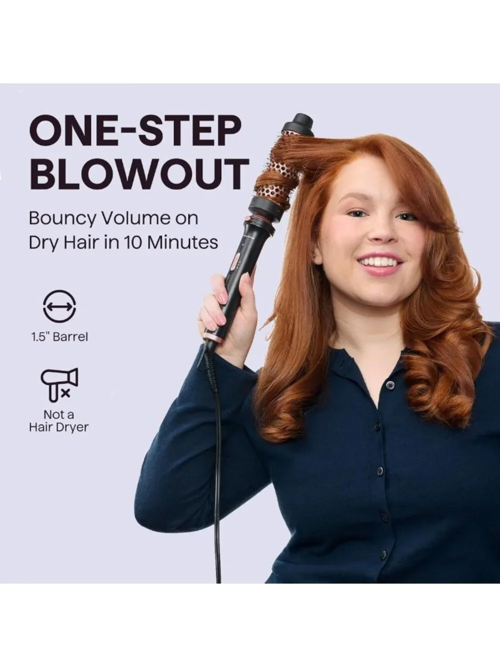 1.5-Inch Heated Round Thermal Brush with Detachable Head & Travel Pouch - Rose